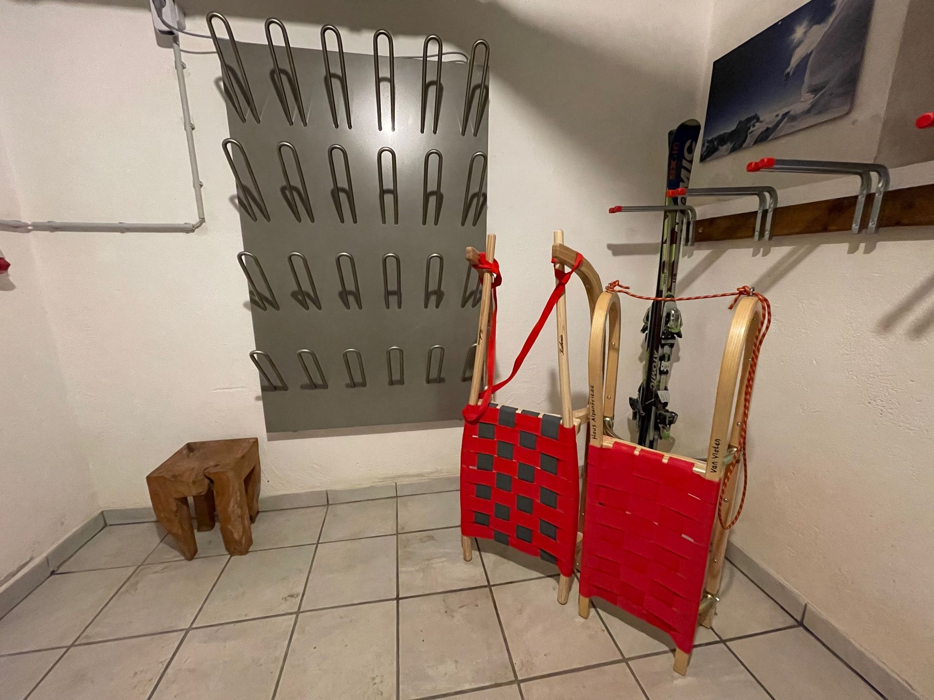 Ski room with boot dryer
